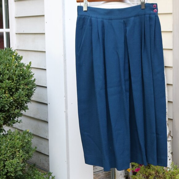 Jones New York Persian Blue Wool Crepe 2 Piece Midi Skirt Set Sz 12 - Picture 6 of 8